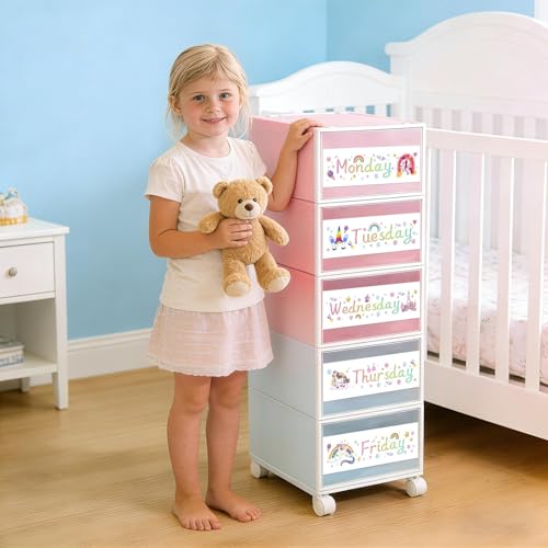 36 Pcs Days of The Week Stickers for Drawers, Large Monday to Friday with Weekend Labels Waterproof Unicorn Weekly Organizer Decals for Kids Classroom Rolling Cart Back to School - color: Unicorn
