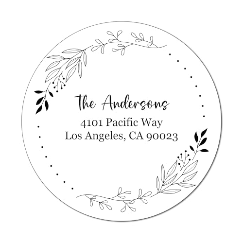 Personalized Round Address Labels - Circle Return Address Labels on Sheets (50-1000 Labels) (Floral) - color: Floral