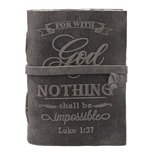 LEATHER VILLAGE Devotional Journal Nothing Impossible Verse, Black 7x5. - color: Black, size: 7 inches X 5 inches