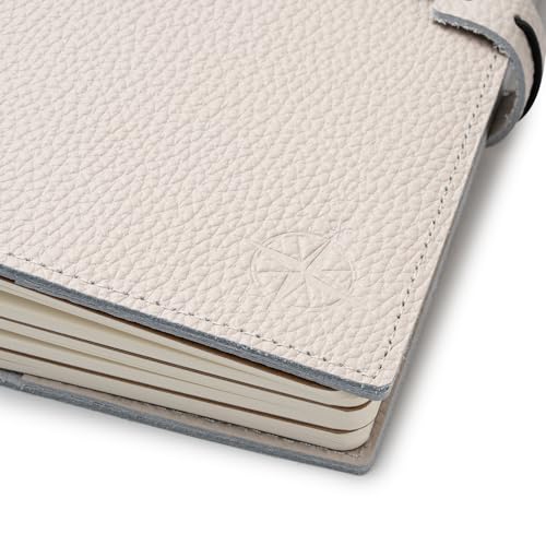 WANDERINGS A5 Travelers Notebook with Pockets – Oat Leather Journal – 6" x 8.5" (15 x 22cm) – Refillable Travel Journal – 120 GSM Blank Inserts - color: Oat