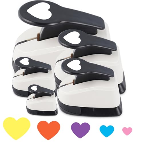 Heart Hole Punch, Heart Punches for Paper Crafts, 3/8+5/8+1+1.5+2 in Punch - size: 5 Pack, 3/8+5/8+1+1.5+2 in