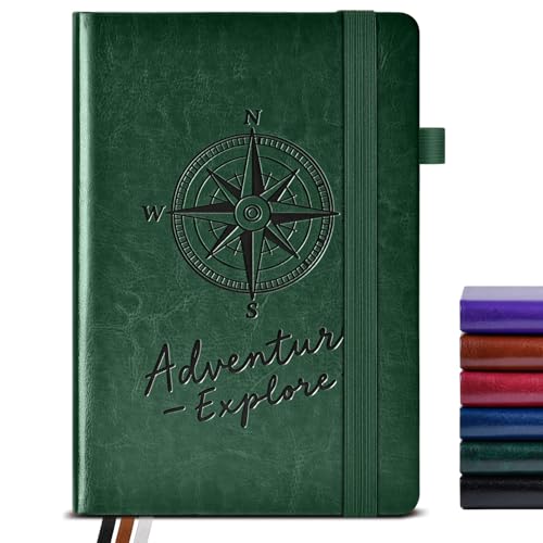 PAIBAS Graph Notebook for Women Men, 160 Pages Grid Paper, Graphing Notebooks for School, Work, Quad Ruled, Inner Pocket, A5 Hardcover Vintage Leather Journals for Writing, 5.8"x8.5" (Green) - color: Green, size: Graph (5.8" x 8.5")