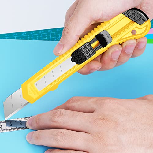 DIYSELF 14 Pack Box Cutter Retractable, 18mm Box Knife, Utility Knife Retractable with Snap Off Blade, Box Opener for Home, Cutter Knives for Cardboard, Art, Craft - color: Yellow, size: 14 Pack