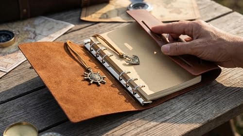 EvZ 7-Inch Refillable A6 Binder Notebook - Premium Vegan Leather Personal Planner, Eco-Friendly Journal with 6-Ring Loose-Leaf System for Writing, Business, and Creative Sketches, Black - color: Black, size: 7 Inches