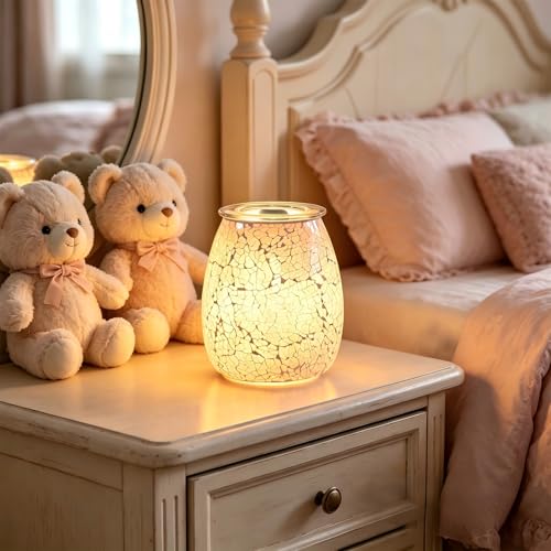 Dicimi 2-in-1 Candle Warmer Lamp, Electric Wax Melt Warmer with Pink Ombre Glass, Night Light & Removable Tray, Flameless Aromatherapy Gift for Home Bedroom Office - color: Light Pink Gradient