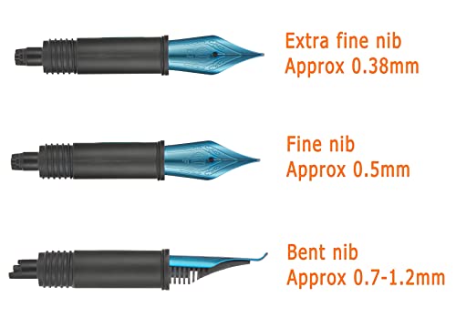 Set of 3 Hongdian Fountain Pen Blue Nibs (Fine, Extra Fine and Bent Nib) for Black Forest 1850, 1851, 1861, M2, M1, 1843, 6013, 517D, 517S, 525, 1843 and 920 Series - color: Blue, style: EF, F, Bent