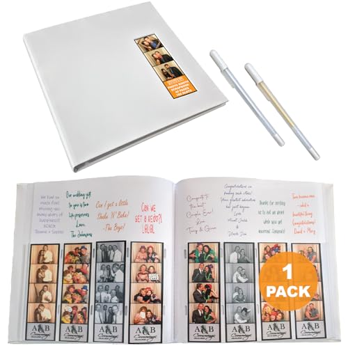 2x6 Photo Strip Album, White Cover White Pages, 2 Gel Pens - color: White, size: 1