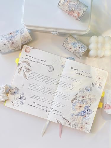 WT Frostbloom Wide PET Tape, Single Roll, Original Winter Floral Designs, Clear Transparent Adhesive Tape – Not Pre-Cut, for Junk Journals, Scrapbooks, Bujo, Planners, DIY Crafts, Art Stationery - color: Frostbloom Wide PET Tape