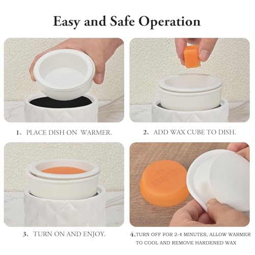 Ceramic Candle Warmer for Large Jars with 1 PC Silicone Liner - color: White Diamond