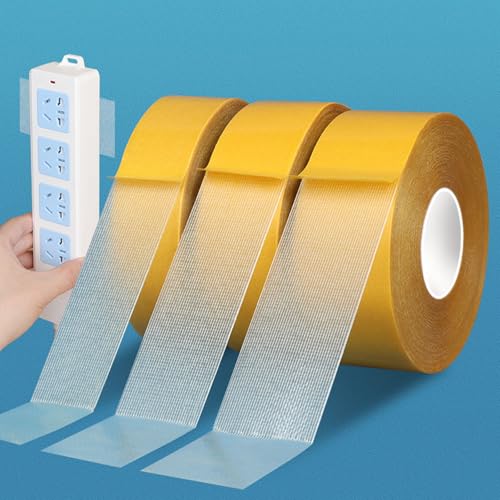 KAIYUER 3Pack Strong Adhesive Double Sided Tape Heavy Duty | 2" x 66FT,Super Sticky Mesh Mounting Tape, Removable & Residue-Free Adhesive for Rug Fixed, Mats and Wall Hanging - size: 3Packx2"x66FT