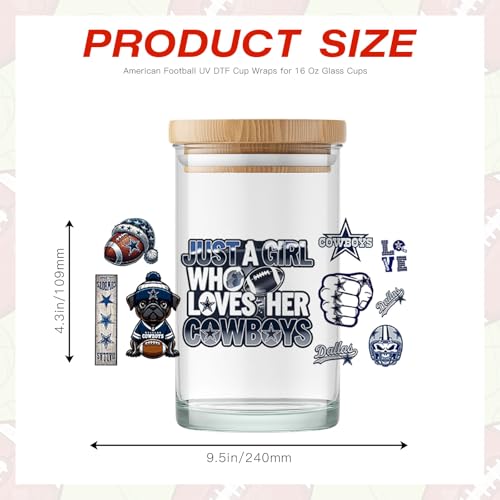 4 Sheet UV DTF Cup Wraps for 16 Oz Glass Cups American Football (02) - style: Co1