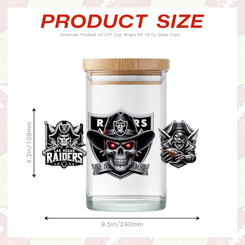 4 Sheet UV DTF Cup Wraps for 16 Oz Glass Cups American Football (04) - style: Ra1