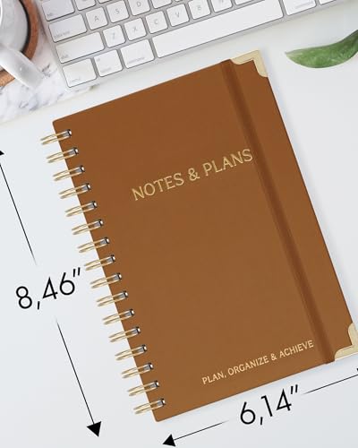 ZICOTO Aesthetic Daily Planner And Spiral Notebook With Hourly Schedule - color: Camel