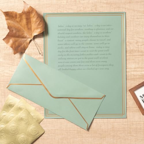 50 Pack Stationery Set with Envelopes, Sage-Green, 8.5x11 Inches - color: Sage-Green, size: 8.5x11 Inches