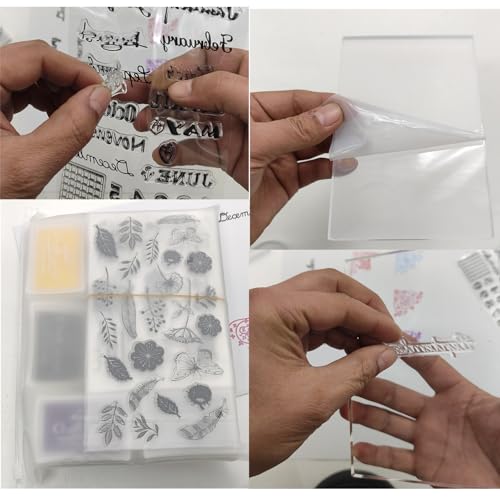 352 Pieces Acrylic Stamp Blocks Tools Set Include 339 Clear Stamp Blocks, 8 Pcs Colorful Craft Ink Pad 5 Pcs Clear Stamping Blocksfor Scrapbooking Card Making DIY