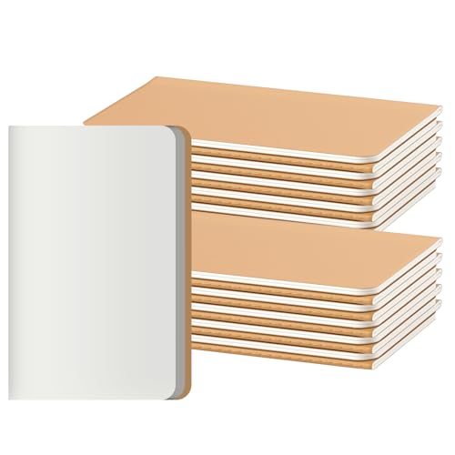 20 Pack Blank Small Pocket Notebook Journals Bulk with Thick Unlined Paper, 60 Pages, 5.5x3.5 inch, A6 Size, Easy to Carry, Kraft Cover, Diary Writing Sketchbook Subject Notebooks Planner - style: Unlined