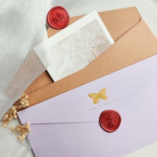 Pollize 50Pcs Wax Seal Stickers, Wedding Invitation Envelope Stickers - color: Red