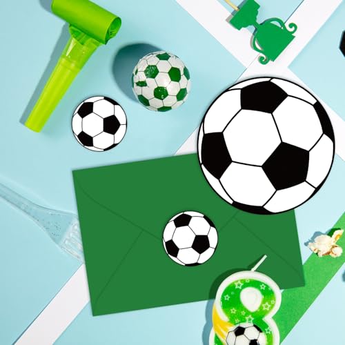 Whaline 24 Pack Soccer Greeting Cards Sports Ball Blank Note Cards with Envelopes Stickers for Sports Theme Game Day Birthday Party Supplies - style: Soccer