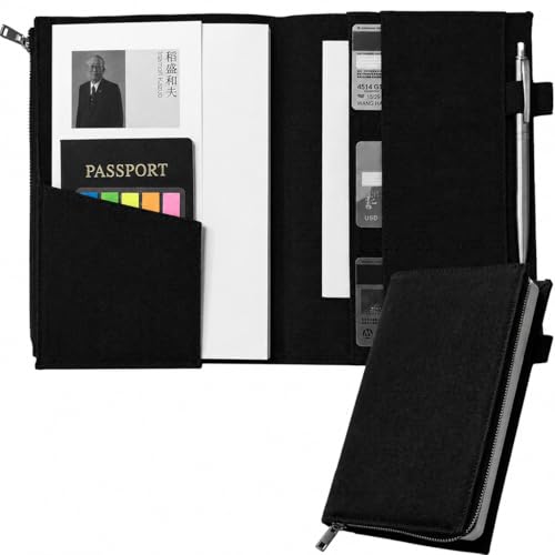 Traveler Journal Cover with Zipper Case & Card Slot Fit 10*18*1.5cm booklet