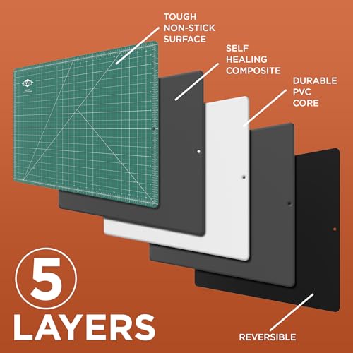 ALVIN GBM Self-Healing Cutting Mat 18 x 24 inch | Double-Sided Green/Black | 5-Layer Gridded Surface for Arts, Crafts and Sewing - Model GBM1824 - size: 24"L x 18"W