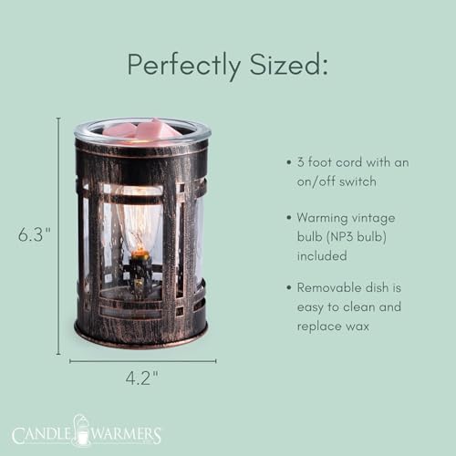 Candle Warmers Etc. Vintage Bulb Illumination Fragrance Warmer- Light-Up Warmer for Warming Scented Candle Wax Melts and Tarts to Freshen Room, Brown Mission - size: Mission