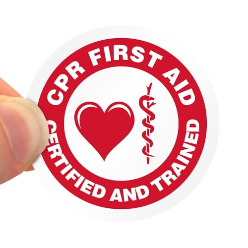 SmartSign CPR First Aid - Certified and Trained Pack of 5 Hard Hat Labels | Retro-Reflective, 2" Circle - color: Cpr First Aid - Certified and Trained