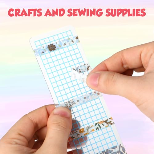 NUOBESTY 45Pcs Washi Tape Organizer Storage Holder, PVC Washi Tape Cards Portable Sample Board for Journaling, Scrapbooking, DIY Craft (5.91 x 1.97 in, Green Blue Pink) - color: Assorted 45pcs