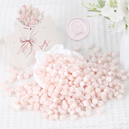 Light Pink Wax Seal Beads, HOSEALING Premium 360pcs Sealing Beads for Wax Seal Stamp, Pink Sealing Wax Pellets Refill Pack for Wax Seal Kit, Wedding Invitations, Envelope Letter Sealing - color: Light Pink