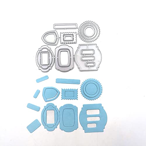 17pcs Label Cutting Dies,Tags Banner Die Cuts Metal Embossing Stencils Template Mould for Card Scrapbooking and DIY Craft Album Paper Card Decor - color: 17pcs Tags Die Cuts