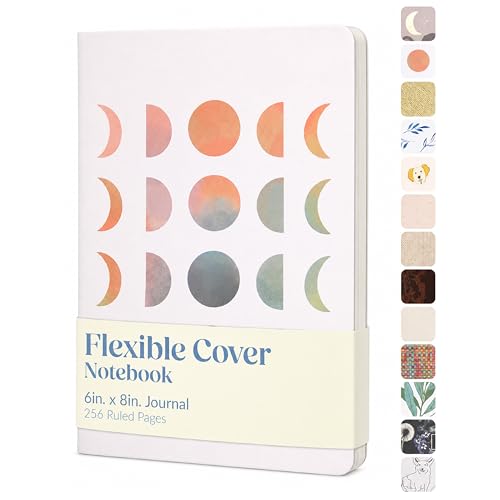 WORLD TRAVELER Eccolo A5 Lined Journal 256 Ivory Pages Lay Flat 6x8 - color: Moon Phases