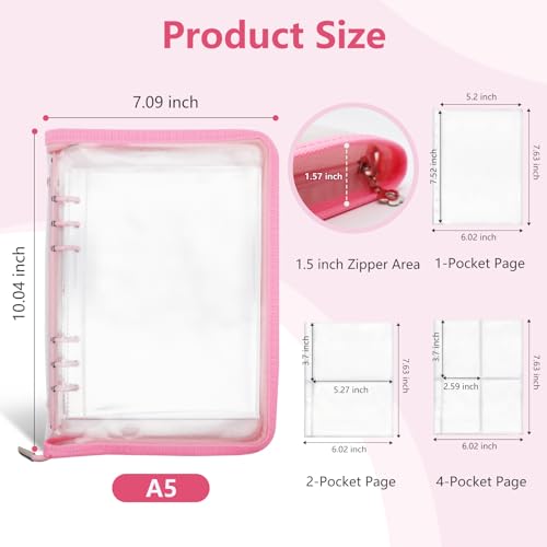A5 Sticker Storage Organizer Binder Collecting Book Album, Pink - color: pink