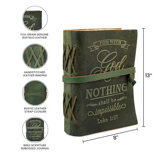 LEATHER VILLAGE Leather Scripture Journal, Forest Green 13x8. - color: Green, size: 13 inches X 8 inches