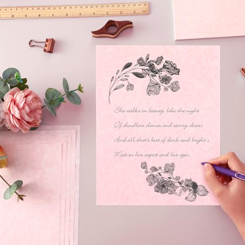 Epakh 100 Pcs Old Age Parchment Paper 8.5 x 11 Inch Standard Letter Vintage Colored Old Parchment Double Side Printing Paper (Light Pink) - color: Light Pink