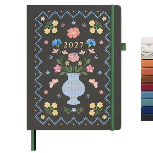 &And Per Se 2027 Planner, 12-Month Monthly & Weekly, 2027 Calendar Planner with 100gsm Paper, B5 Hardcover Faux Leather, 7.5" x 10" (Midnight Vase) - color: Midnight Vase, size: 7.5" x 10"(Jan 2027-Dec 2027)