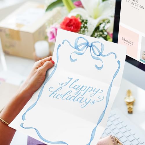 Whaline 30 Pack Blue Bow Stationery Paper Set Coquette Bowknot Letter Writing Paper with Envelopes for Birthday Baby Shower Invitation Office Printing, 8.5 x 11 Inch - color: blue