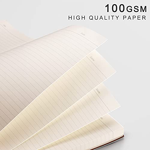 EMSHOI Lined Journal Notebook, 204 Numbered Pages, B5 Size (7.5'' x 10'') - color: Khaki, style: Ruled