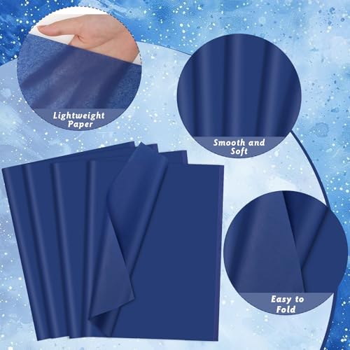woric 160 Sheets Navy Tissue Paper for Gift Bags 20 X 14 Inches | Blue Wrapping Tissue Paper Bulk for DIY Crafts Gift Packaging Weddings Birthday First Day of School Decorations - color: Navy Blue