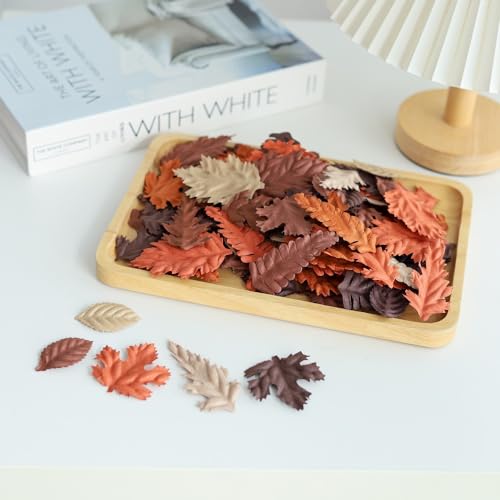 100 pcs Mulberry Paper Leaves DIY Craft Scrapbooking Wedding DIY Craft Supplies Card Mixed Leaves (Mixed Brown Tone) - color: Mixed Brown Tone
