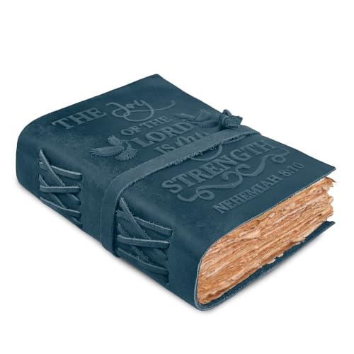 LEATHER VILLAGE Christian Leather Journal Joy Verse, Navy Blue 7x5. - color: Blue
