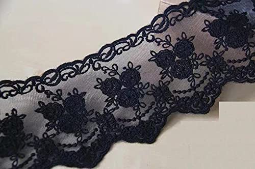 Lace Trim Ribbon, 5-Yard Lace Ribbon, Lace Fabric, Black - color: Black