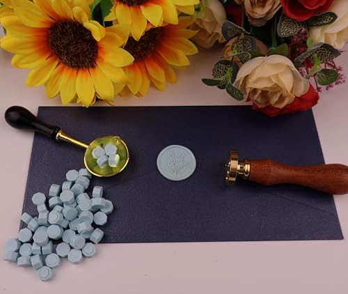 400 Pieces Sealing Wax Beads for Seal Stamp, PORXFLY Wax Seal Beads Great for Wedding Invitations, Wine Packages,Cards Envelopes, Gift Wrapping (Ocean Blue) - color: Ocean Blue