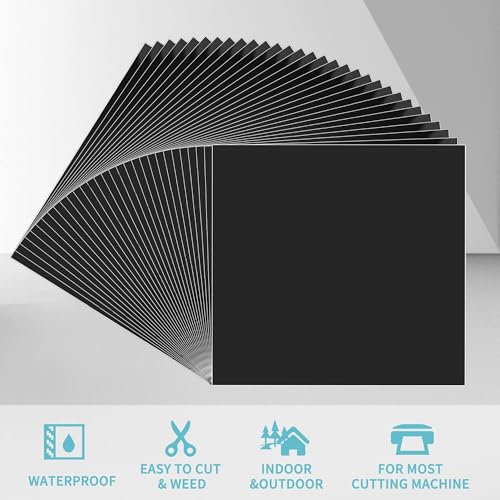 Matte Black Permanent Vinyl (30 Pack; 12” x 12”) Permanent Vinyl Bundle for Silhouette, Cameo Cutters, Signs, Scrapbooking, Craft Die Cutters - color: 30 Pack Matte Black