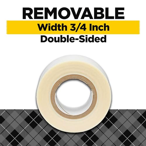 Scotch Removable Fabric Tape, 3/4 in x 180 in (15 ft), 4 Rolls – Double-Sided Hemming and Fabric Repair Tape for Clothes, Crafts, Costumes, and Décor, No-Sew, Reusable, Removable and Fabric-Safe - size: Pack of 4