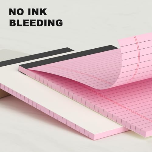 AILZFEI 6pcs Small Note Pad 5x8 College Ruled Pink Legal Pads Paper Notepads 6 Pack Study Back Writing Pads 5 x 8 Legal Pads Perforated Narrow Ruled Pads of Paper Pink - color: Pink