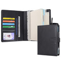 WASON A5 Binder PU Leather Journal Ring Portfolio Lined Notebook Refillable Paper Diary with Removable Clipboard Writing Notepad for Travel Business School Agenda Organizer (Black) - color: Black