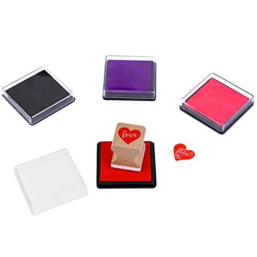 Konsait 34pcs Mini Valentine Stamps with Ink Pads Colored Pencil, Holiday Wood Rubber Stamp Cavalli Tiny Stamp Images with Drawing Colouring Pencil Art Supplies Set for Greeting Cards Scrapbooks
