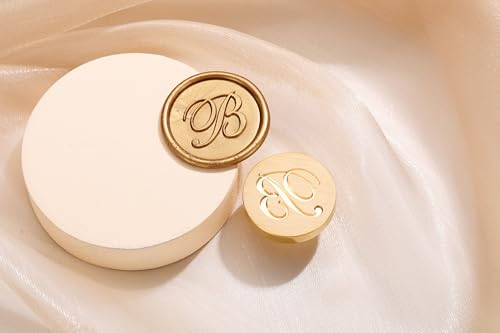 Yoption Handwritten Initial Alphabet Wax Seal Stamp, Letter B | Brass Head and Wooden Handle Sealing Stamp for Wedding Invitations, Envelopes, Christmas Cards, Gift Wrapping, Snail Mails - style: B