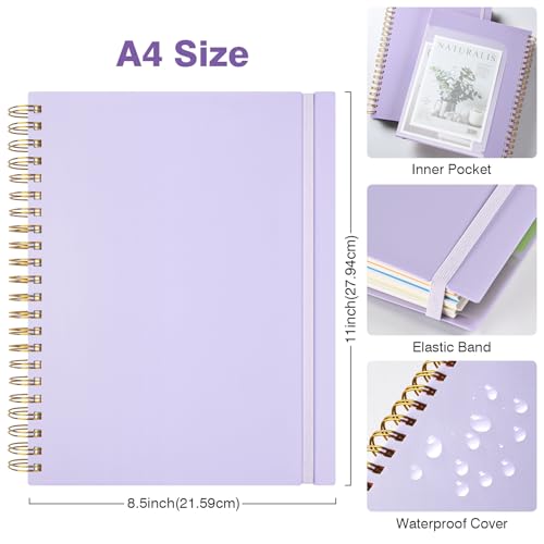 Graph Paper Notebook 8.5" X 11": 5 Subject Graphing Notebook with Dividers - color: Purple