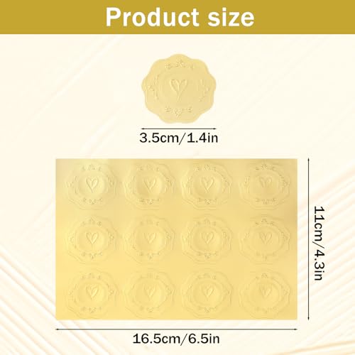 120 Pcs Envelope Stickers Gold Embossed Adhesive Heart Stickers - style: Style1