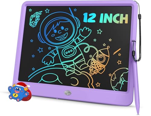TEKFUN 12" LCD Writing Tablet for Kids Ages 3–8, Fun Drawing Tablet for Creative Play, Reusable Doodle Board for Boys & Girls, Great for Imagination, Travel & Everyday Fun (Purple) - color: Purple, size: 12 Inch